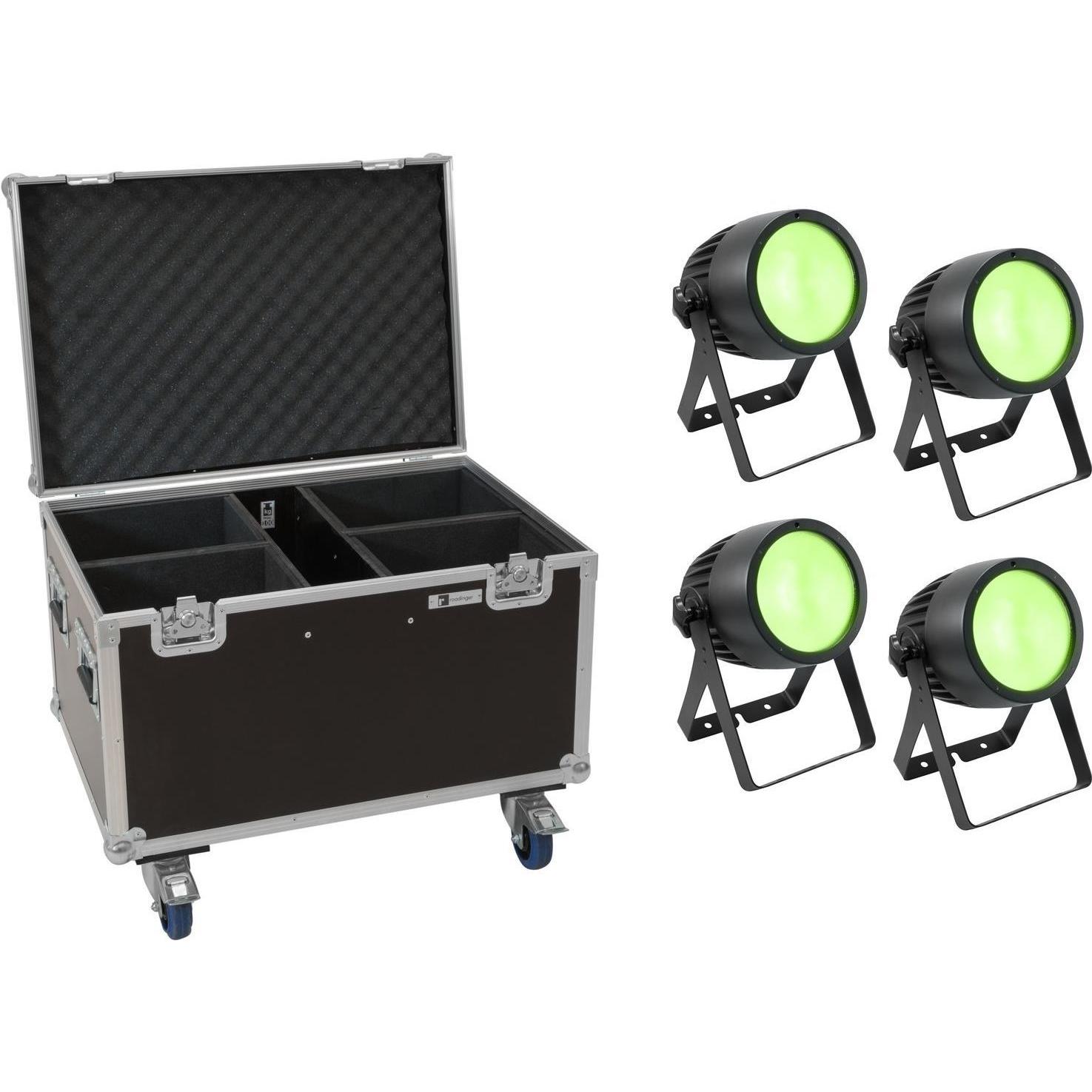 Eurolite Set 4x LED Theatre COB 200 RGB+WW + Case mit Rollen, Licht Set
