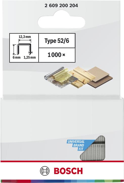 Produktbild Bosch Professional Zubehör Flachdrahtklammer Typ 52, 12,3 x 1,25 x 6 mm