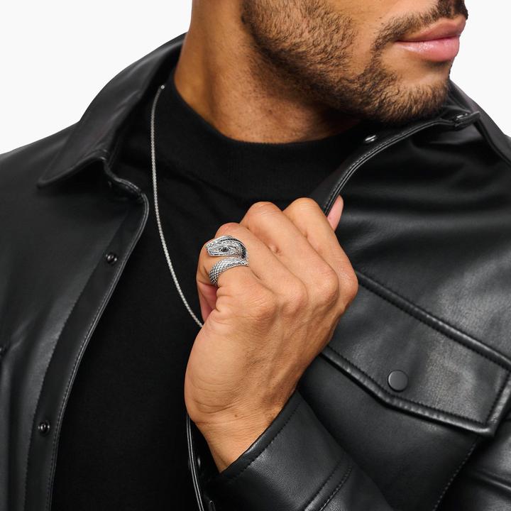 Produktbild Thomas Sabo Schlangenring mit schwarzen Steinen Silber (62, 925 Silber)