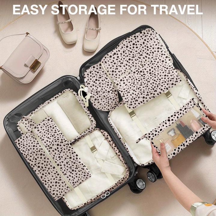 Produktbild Only-Bags.Store 8pcs, Kuh Druck und Leopard Print Packing Cubes Gepäck Packing Organizer, Reisezubehör, Packing