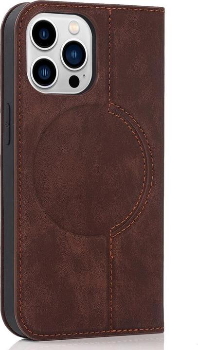 Actual product image Cover-Discount iPhone 15 Pro Max - MagSafe Flip Case RFID dark brown (Apple iPhone 15 Pro Max)