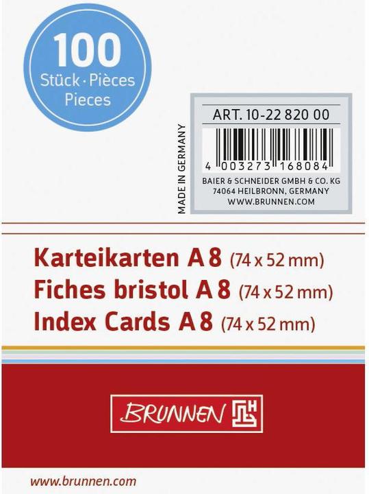 Produktbild Brunnen Karteikarten (A8, 100x, 180 g/m²)
