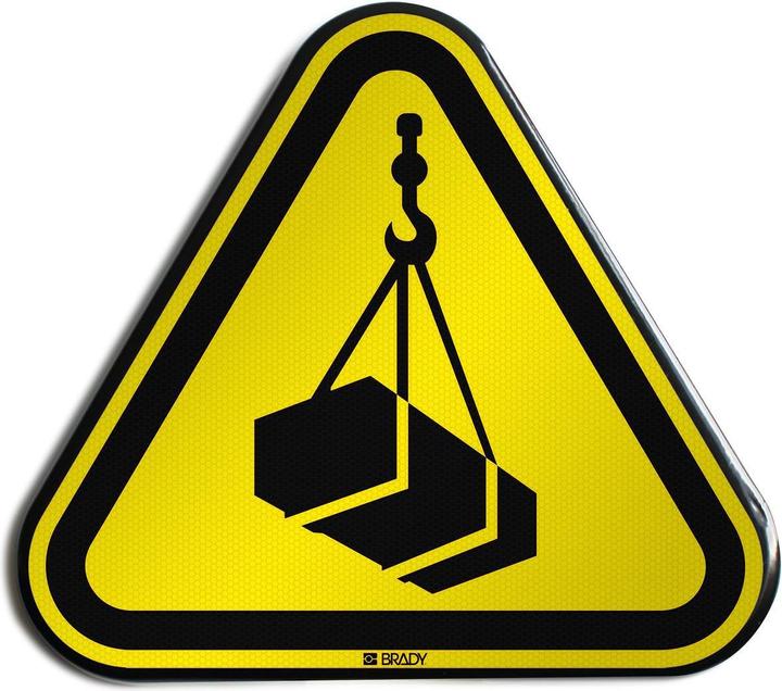 Actual product image Brady W/W015/NT/RFLBD-TRI400-1, ISO safety sign - Warning of suspended load, aluminium la