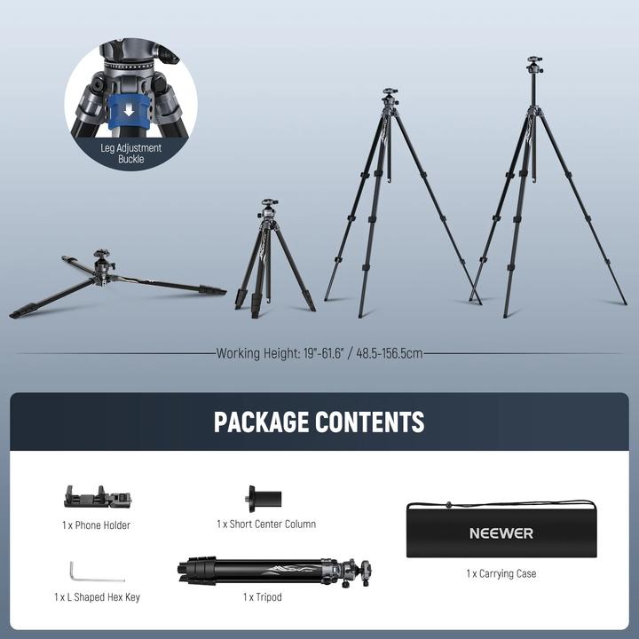 Produktbild Neewer LT07 Aluminum Travel Tripod with Ball Head (Metall)
