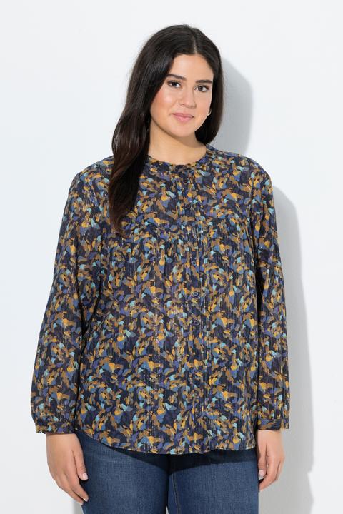 Produktbild Ulla Popken Bluse, Metallic-Linien, A-Linie, Rundhals, Langarm (62)