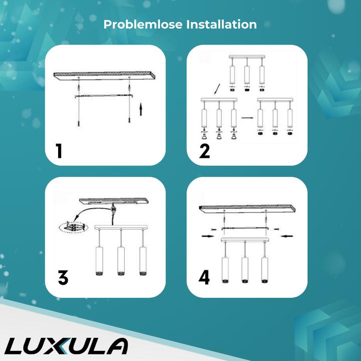 Produktbild Luxula LED-Pendelleuchte, schwarz/gold, 3-flammig (GU10)