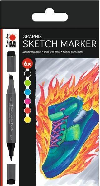 Immagine prodotto Marabu Marcatore permanente Sketch Graphix Heat, 6 pezzi (Multicolore, 1.70 mm, 6 x)