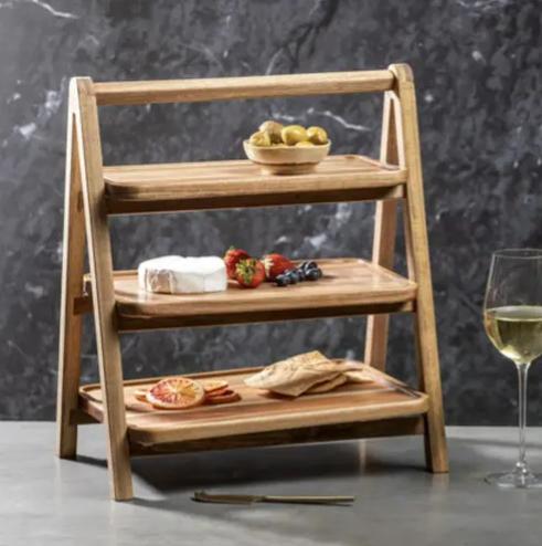 Actual product image Ladelle Gather acacia 3-storey serving tower