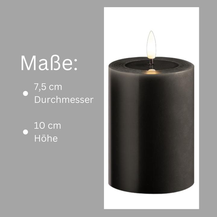 Produktbild Novaliv 2er Set Led Kerzen flackernde Flamme mit Echtwachspiegel grau 7,5cm ø 1x 12,5 cm, 1x10 cm Höhe, LED (2 x)