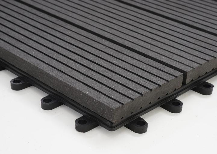 Productafbeelding Swisshandel24 WPC vloertegel Rhone, houtlook balkon/terras, 11x elk 30x30cm = 1m² Premium, antraciet lineair (11x, 30 x 30 cm)