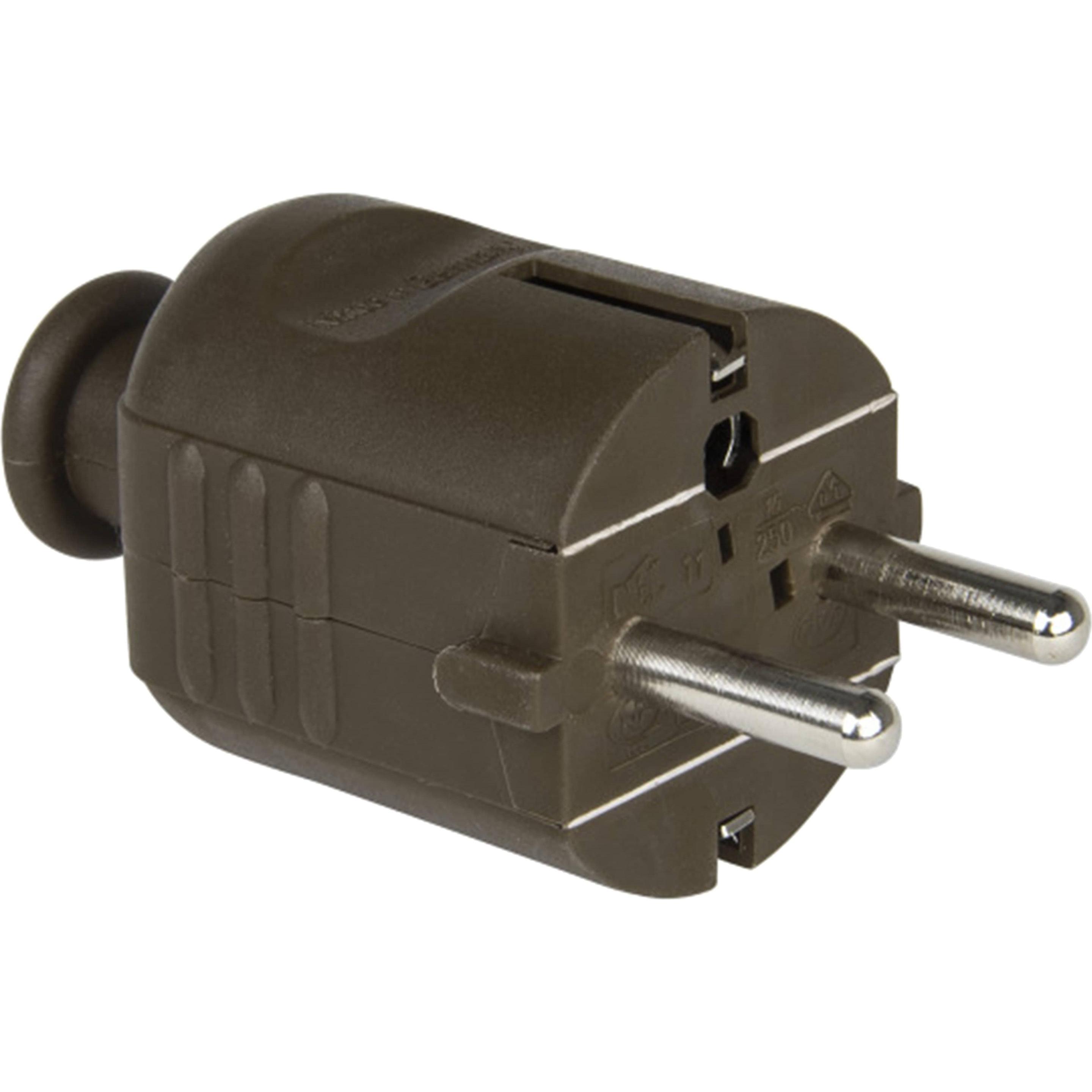 PCE, Netzstecker + Netzkupplung, Schutzkontaktstecker PP 2SL, braun