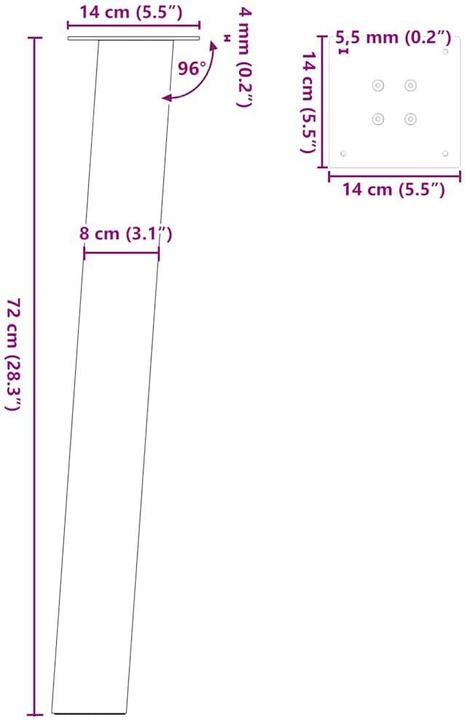 Produktbild vidaXL Konsolentischbein