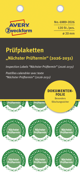 Produktbild Avery Prüfplaketten