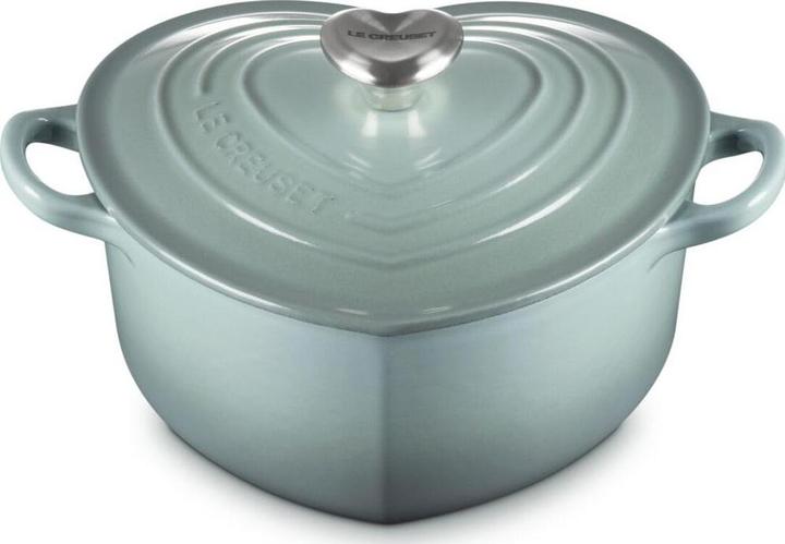 Produktbild Le Creuset braadpan hartvormig met rvs knop 2 liter gietijzer Sea Salt (21401207174455) (Bräter + Schmortopf, Bratpfanne, Gusseisen, 20 x 13.60 cm)
