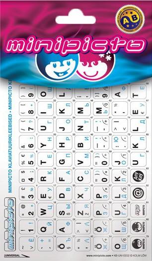 Produktbild Minipicto keyboard sticker EST/RUS KB-UNI-EE02-WHT-BLUE, white/black/blue