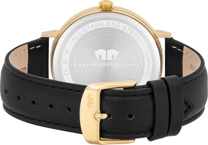 Actual product image Quartz watch Adelsmann genuine leather yellow gold - 34114 (Analogue wristwatch, 42 mm)