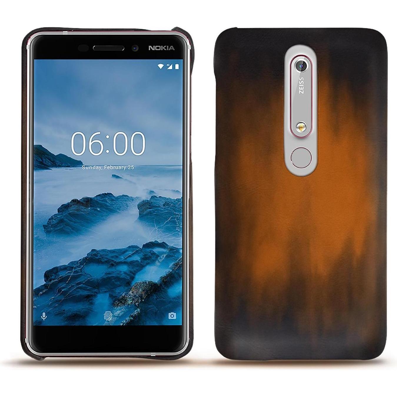 Noreve Lederschutzhülle (Nokia 6 (2018)), Smartphone Hülle, Braun