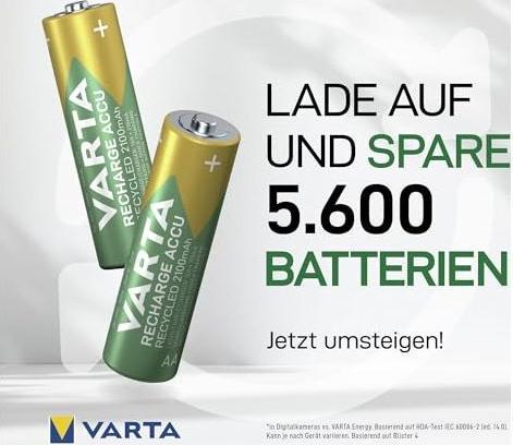Image du produit Varta Batterie AA recyclée AA 2100mAh Paquet de 2 piles AA recyclées (2 pcs, AA, 2100 mAh)
