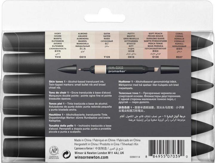 Image du produit Winsor & Newton 0290114 ProMarker, Marqueur de mise en page professionnel - 2 pointes, fine et large pour Zeic (Noir, 6 x)