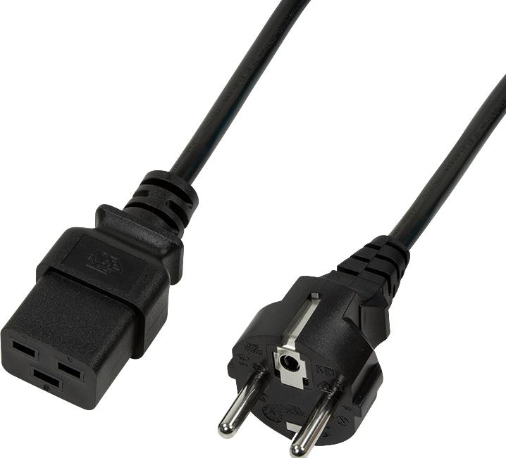 Produktbild LogiLink Power Cord CEE 7/7-IEC C19 black 1.00m (1 m)