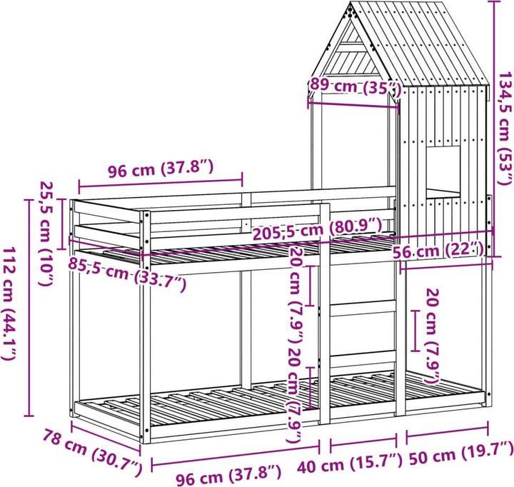 Actual product image vidaXL Etagenbett (80 x 200 cm)