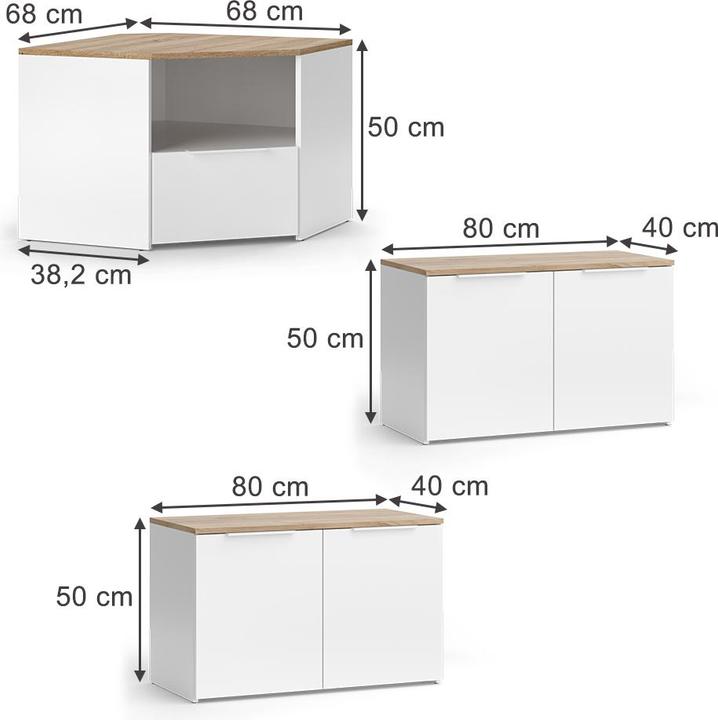 Produktbild Vicco Wohnwand Wido, Weiss/Sonoma, 3 Teile