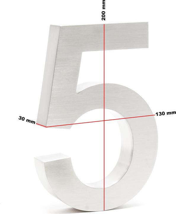 Immagine prodotto Wiltec Numero civico 5 Numero civico in acciaio inox moderno design 3D antiruggine