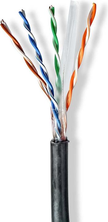 Produktbild Nedis Netzwerk-Kabel Rollen | CAT6 | Solid | U/UTP | CCA | 305.0 m | Aussenbereich | Rund | PE | Sch (U/UTP, CAT6, 305 m)
