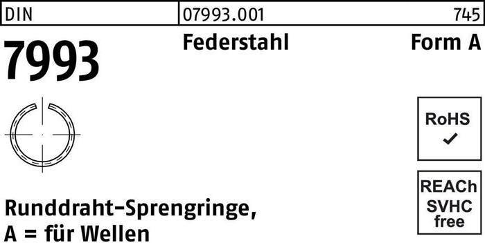 Immagine prodotto Anello elastico a filo tondo DIN 7993 per alberi A 28 Acciaio per molle