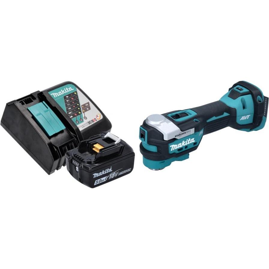 Thumbnail - Makita, Multifunktionswerkzeug, DTM 52 RT1 Akku Multifunktionswerkzeug 18 V Starlock Max Brushless + 1x Akku 5,0 Ah + La...
