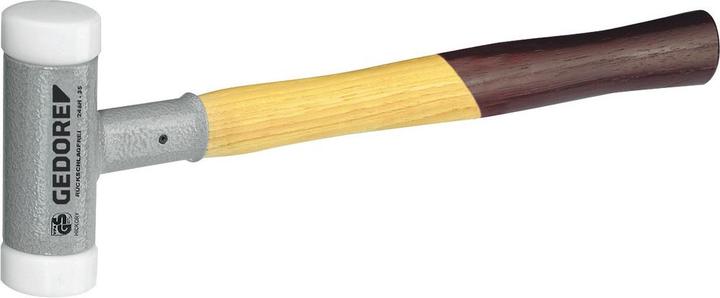 Actual product image Gedore Recoilless soft-face hammer, Ø 25 mm, hickory handle, replaceable polyamide heads (300 g)