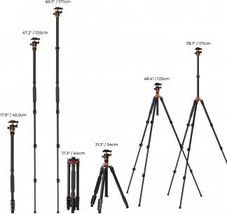 Produktbild K&F Concept Statyw Monopod Aluminium/Magnez 175/185cm / KF09.089