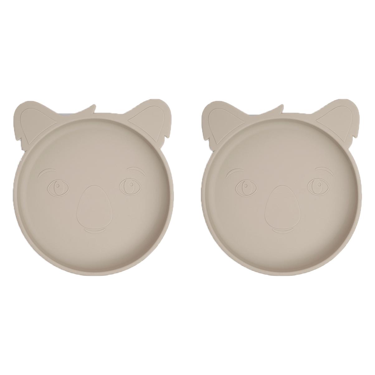 Nuuroo, Kinderservies + Bestek, 2 Pack Siliconen Bord Koala Cobblestone