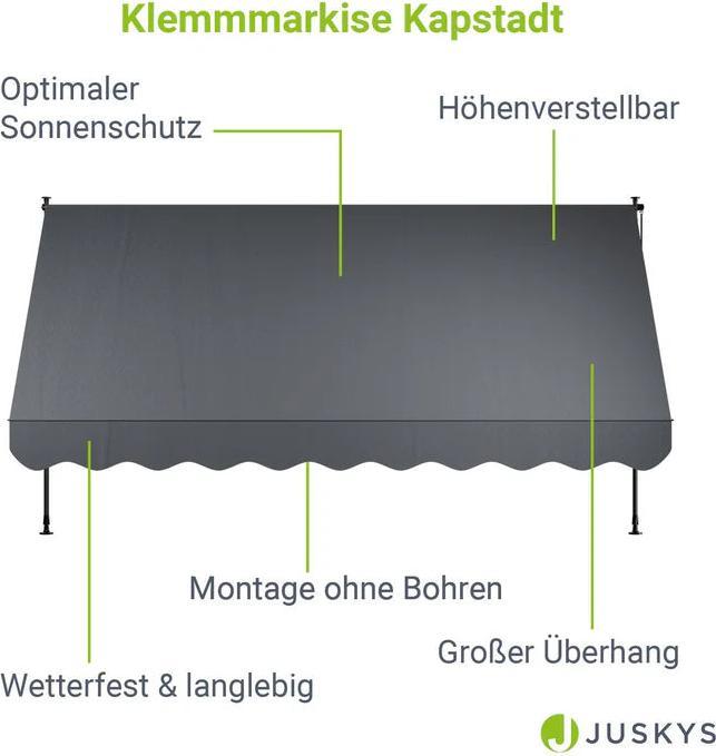 Actual product image Juskys Klemmmarkise Kapstadt (3.50 m)