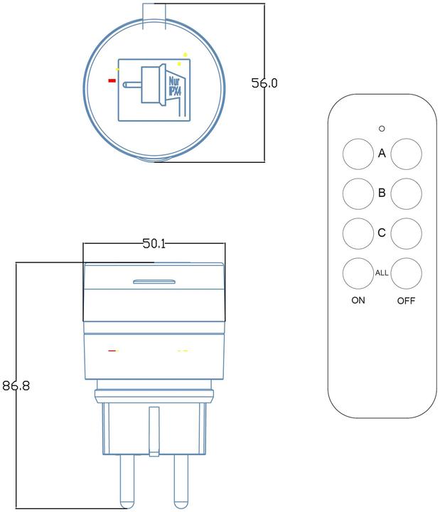 Produktbild Entac Ferngesteuert Aussensteckdose 2er Set schwarz IP44