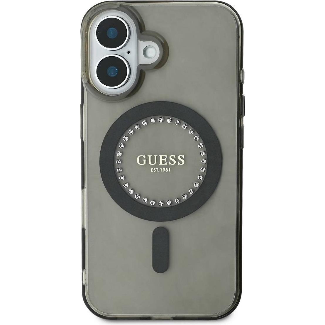 Thumbnail - Guess GUHMP16SPFTDTEK iPhone 16 6.1" czarny/black hardcase IML Rhinestones MagSafe (Apple iPhone 16), Smartphone Hülle, ...