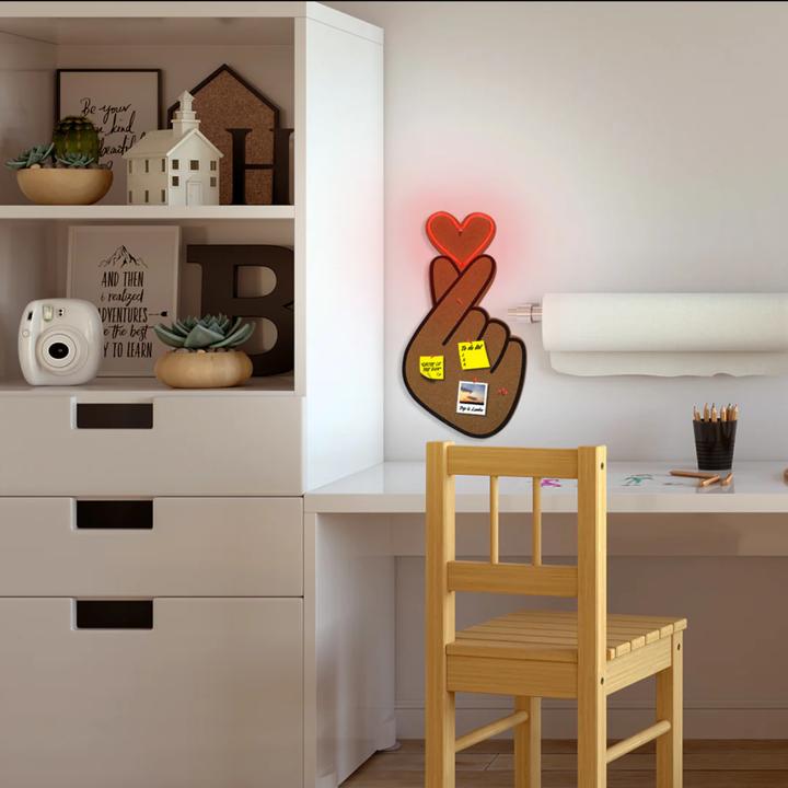 Immagine prodotto Locomocean Lavagna a LED in sughero - Cuore a forma di dito (Bacheca)