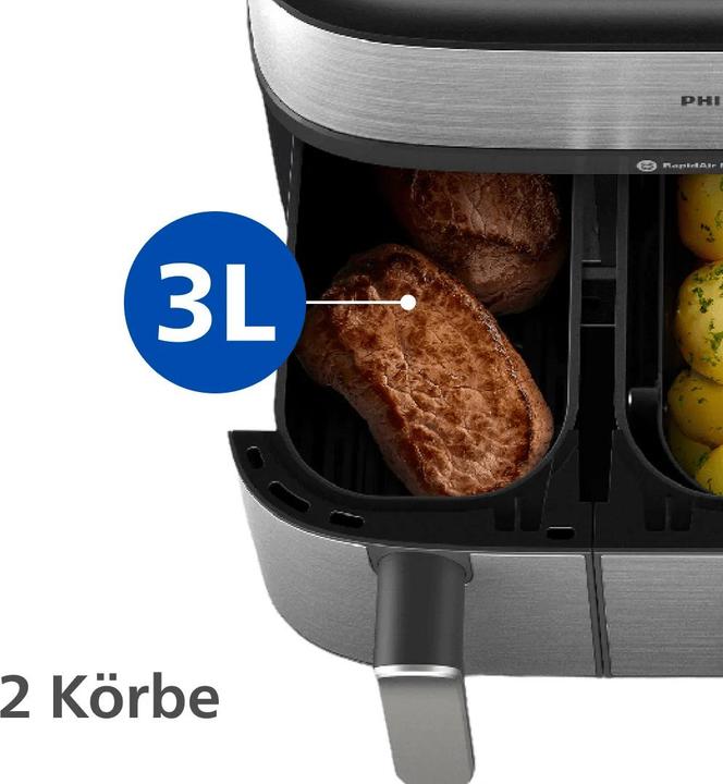 Actual product image Philips Steam Airfryer Dual Basket NA555/00