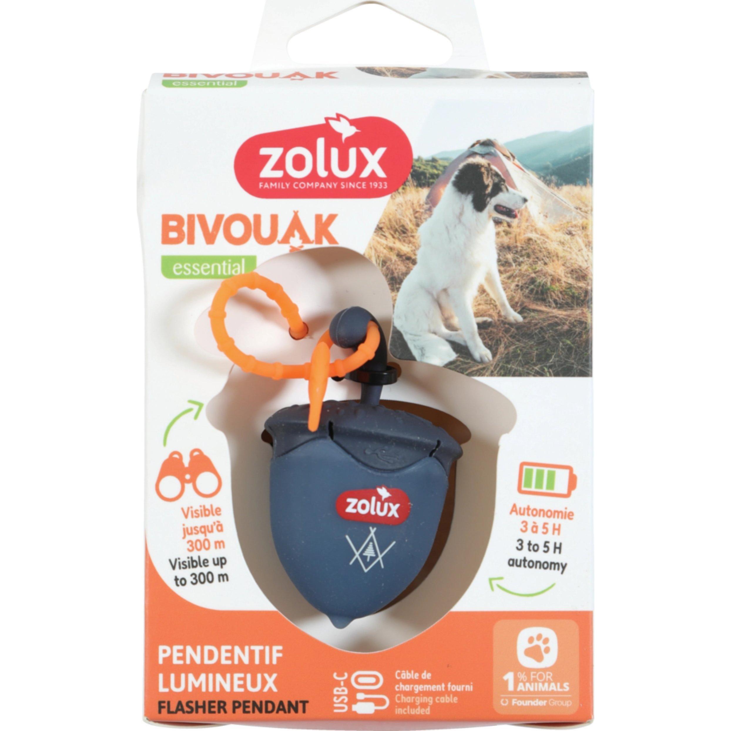 Zolux Zawieszka do obroży BIVOUAK nieb orzech USB (Hund, Allgemein), Halsband + Leine
