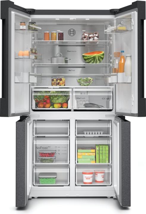 Actual product image Bosch Hausgeräte Series 6 KFN96AXEA, Freestanding, French door, Black, Touch, LED, On door (605 l)