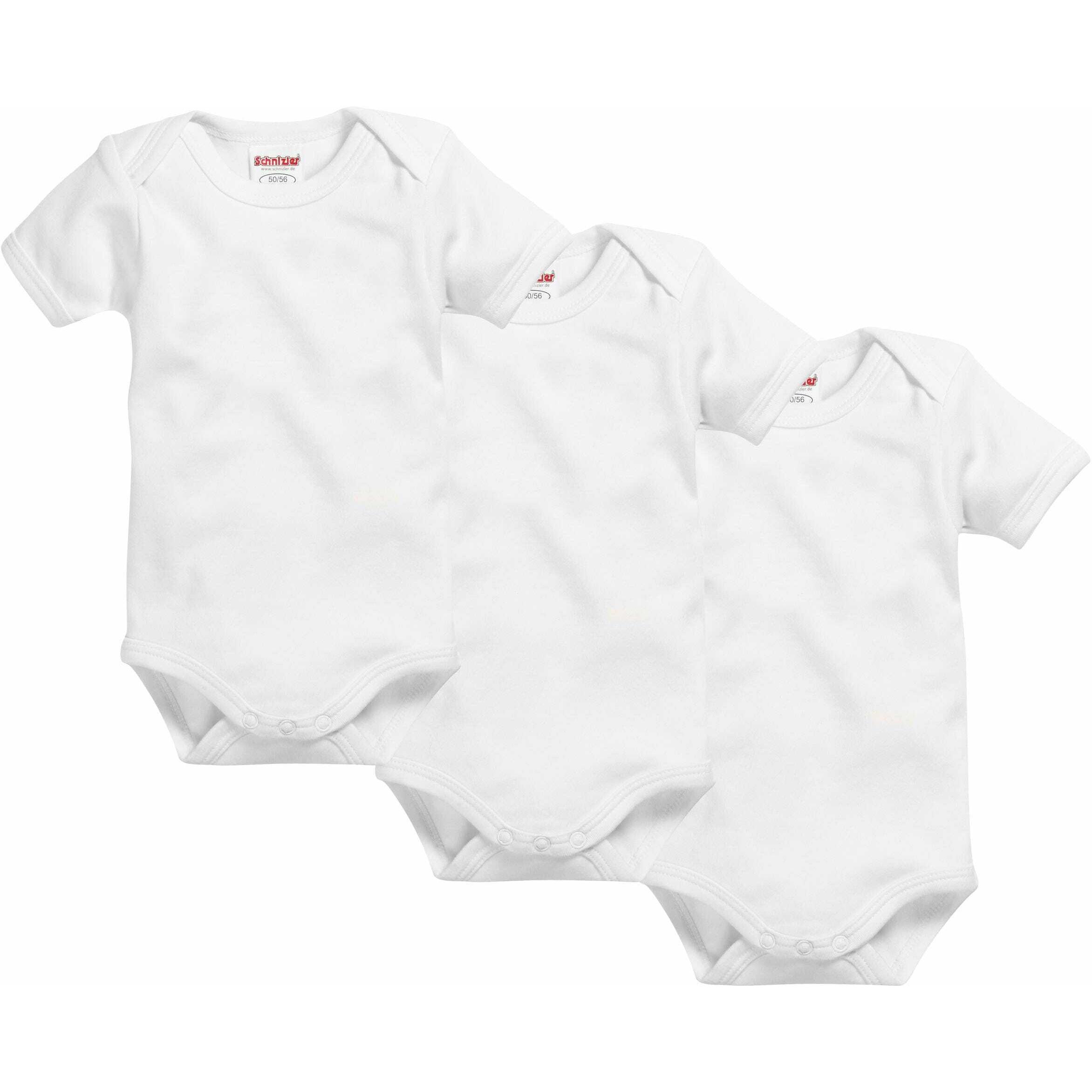 Schnizler, Body, Body 1/4-Arm 3er Pack uni, Weiss, (50, 56)
