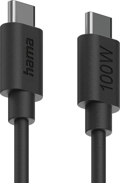 Produktbild Hama USB-Kabel, USB-C - USB-C, 100W, 1,2 m, Schwarz (1.20 m, USB 2.0, 100 W)