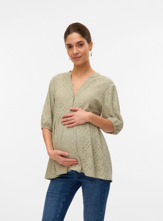 Produktbild Mamalicious Normal geschnitten Mandarin Kragen Top Bluse (M)