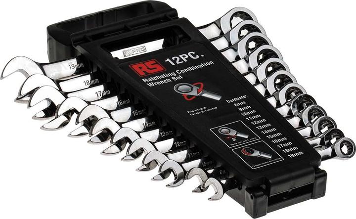 Produktbild RS PRO Ratschen-Ringschlüssel 8-19mm 12-teilig (10  mm, 11 mm, 12 mm, 13 mm, 14 mm, 15 mm, 16 mm, 17 mm, 18 mm, 19 mm, 8 mm, 9 mm)