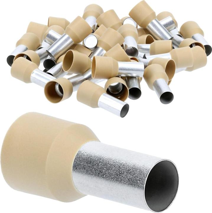 Produktbild Kalitec 50 Stück AE3518HBR Aderendhülsen isoliert 35mm² 18mm lang hellbraun I Made in Germany I Indu