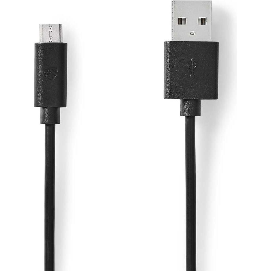 Nedis USB-Kabel USB 2.0 USB-A Stecker USB Micro-B Stecker 10 W 480 Mbps Vernickelt 3.0 (3 m, USB 2.0), USB Kabel