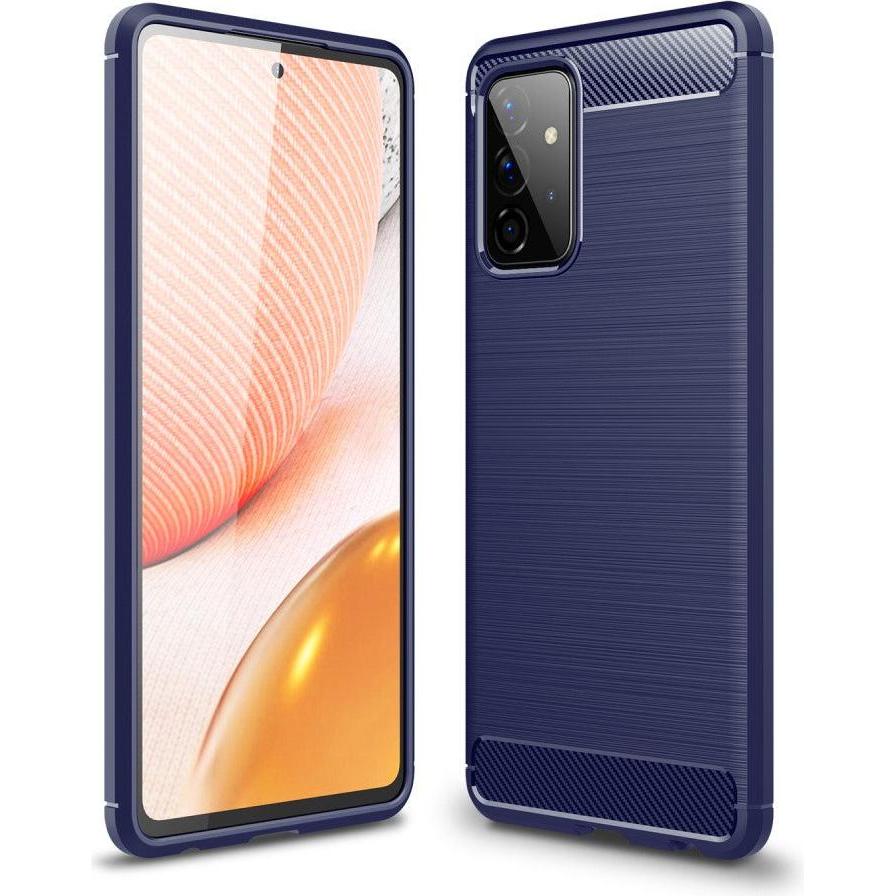 Cover-Discount Galaxy A72 - Metall Carbon Look Gummi Hülle blau (Samsung Galaxy A72), Smartphone Hülle, Blau