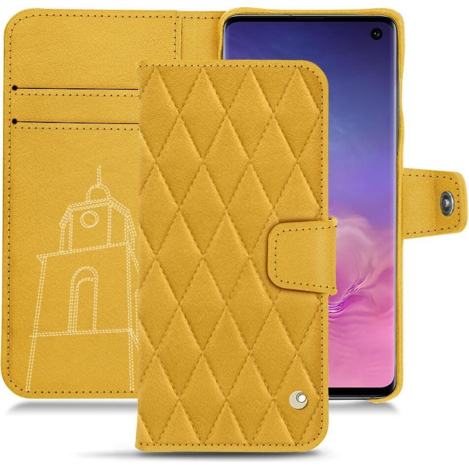 Noreve Lederschutzhülle Wallet (Samsung Galaxy S10), Smartphone Hülle, Orange
