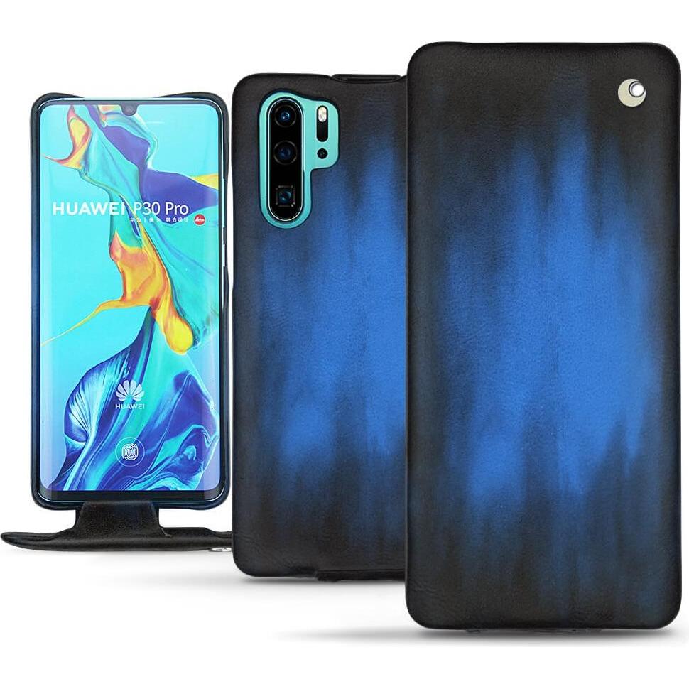 Noreve Lederschutzhülle vertikal (Huawei P30 Pro), Smartphone Hülle, Blau
