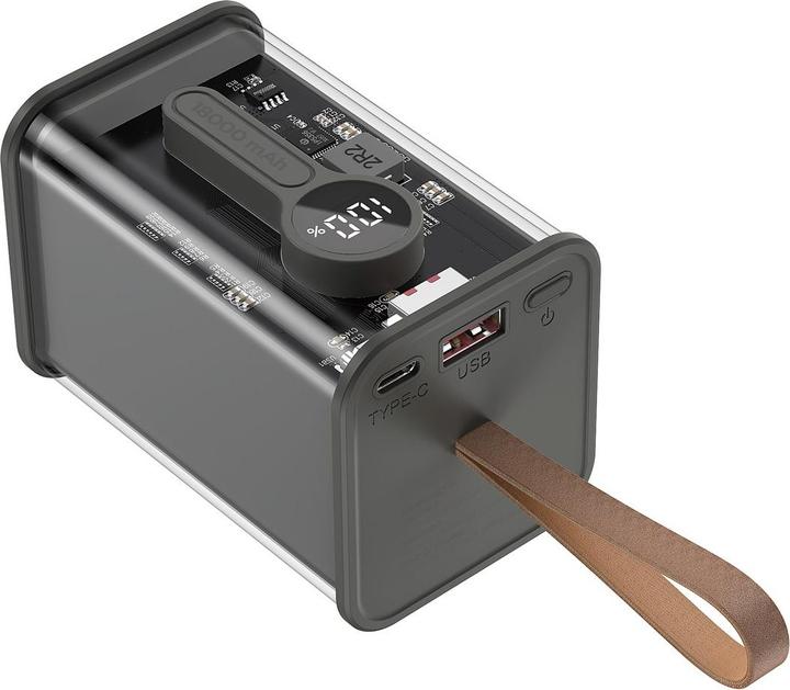 Actual product image Gembird Power Bank transparentny szybkie ładowanie QC3.0 18000 mAh czarny (38 W, 37 Wh)